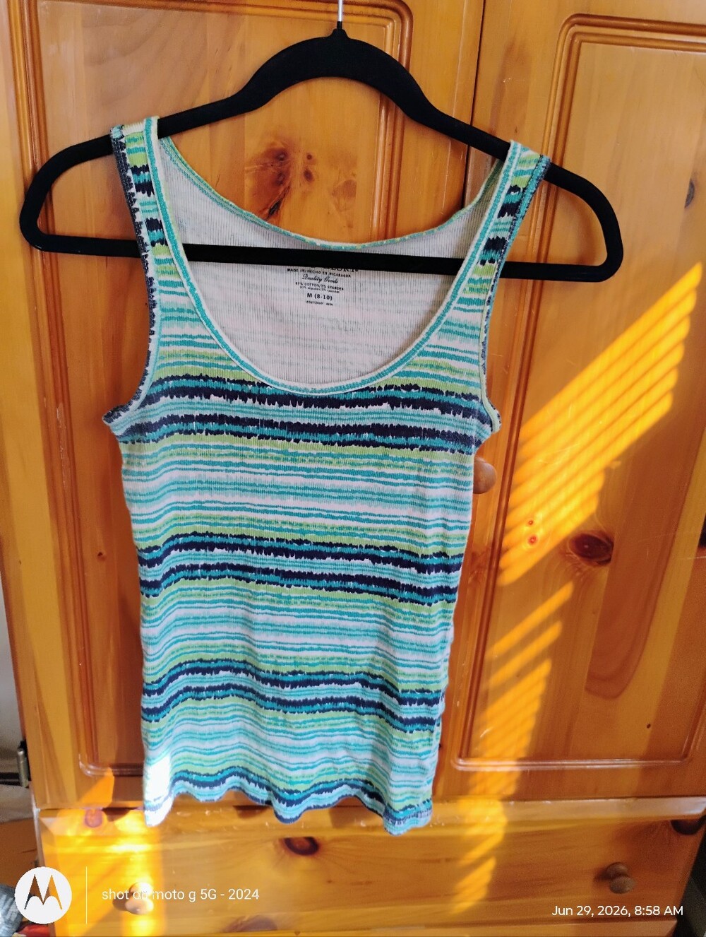 Faded Glory Blue, Green & Teal Striped Tank Top